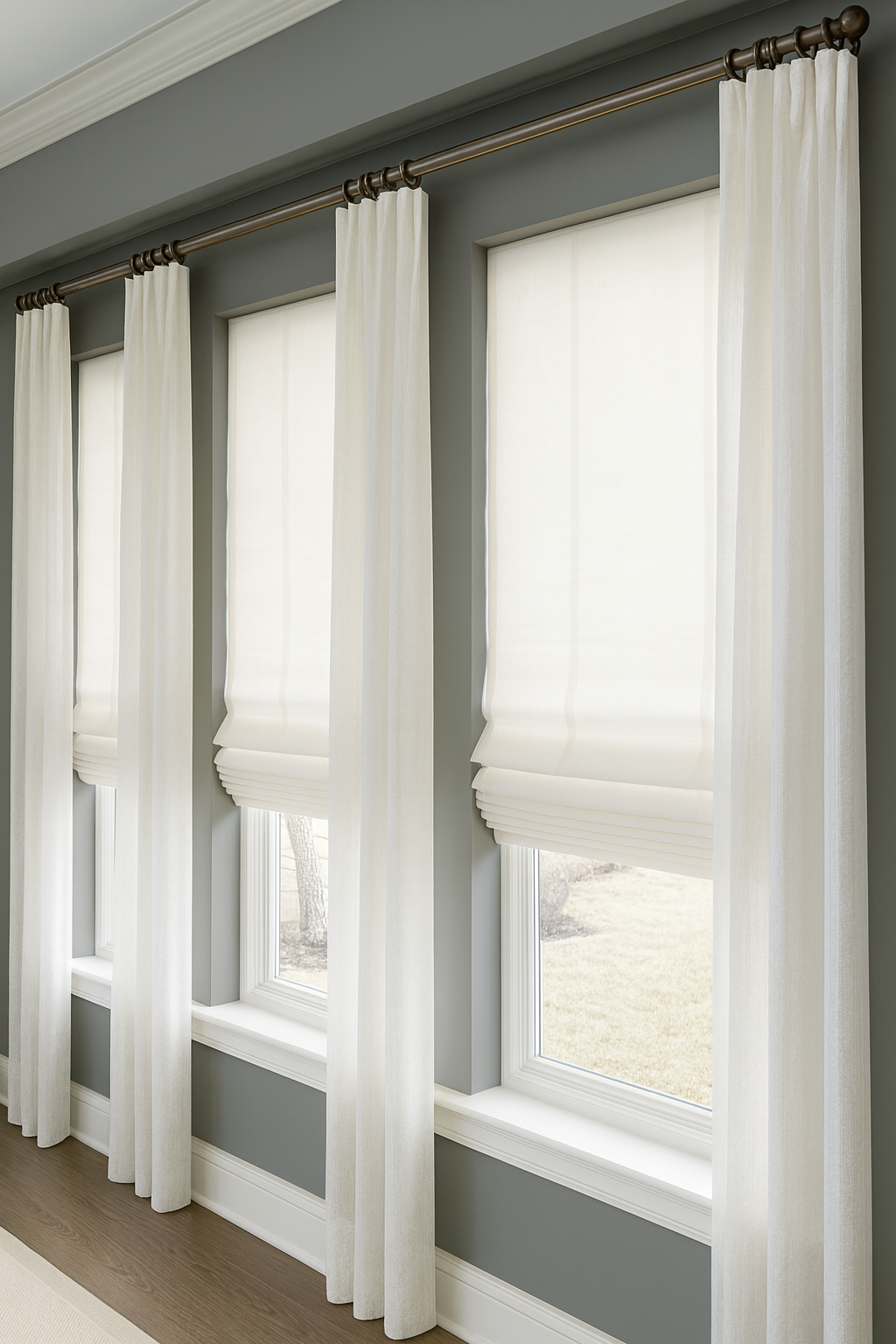 CORDLESS Roman shades (Light Filtering) 48"x64"