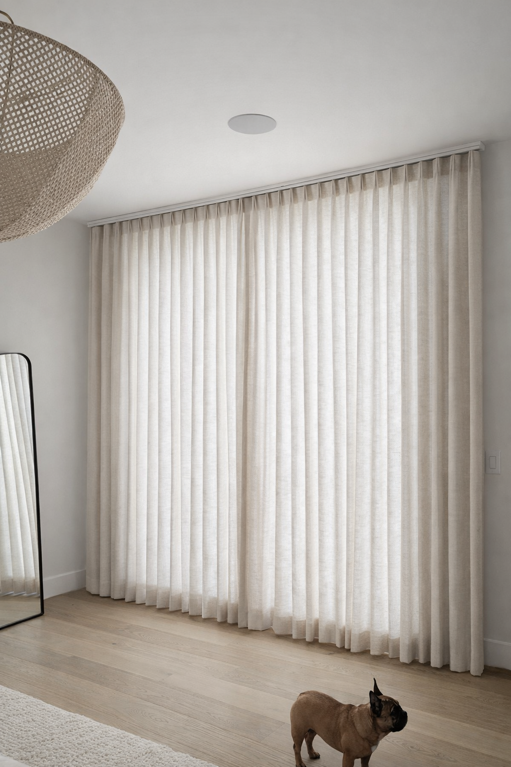 FRENCH PLEATED LIGHT FILTERING closing drapery